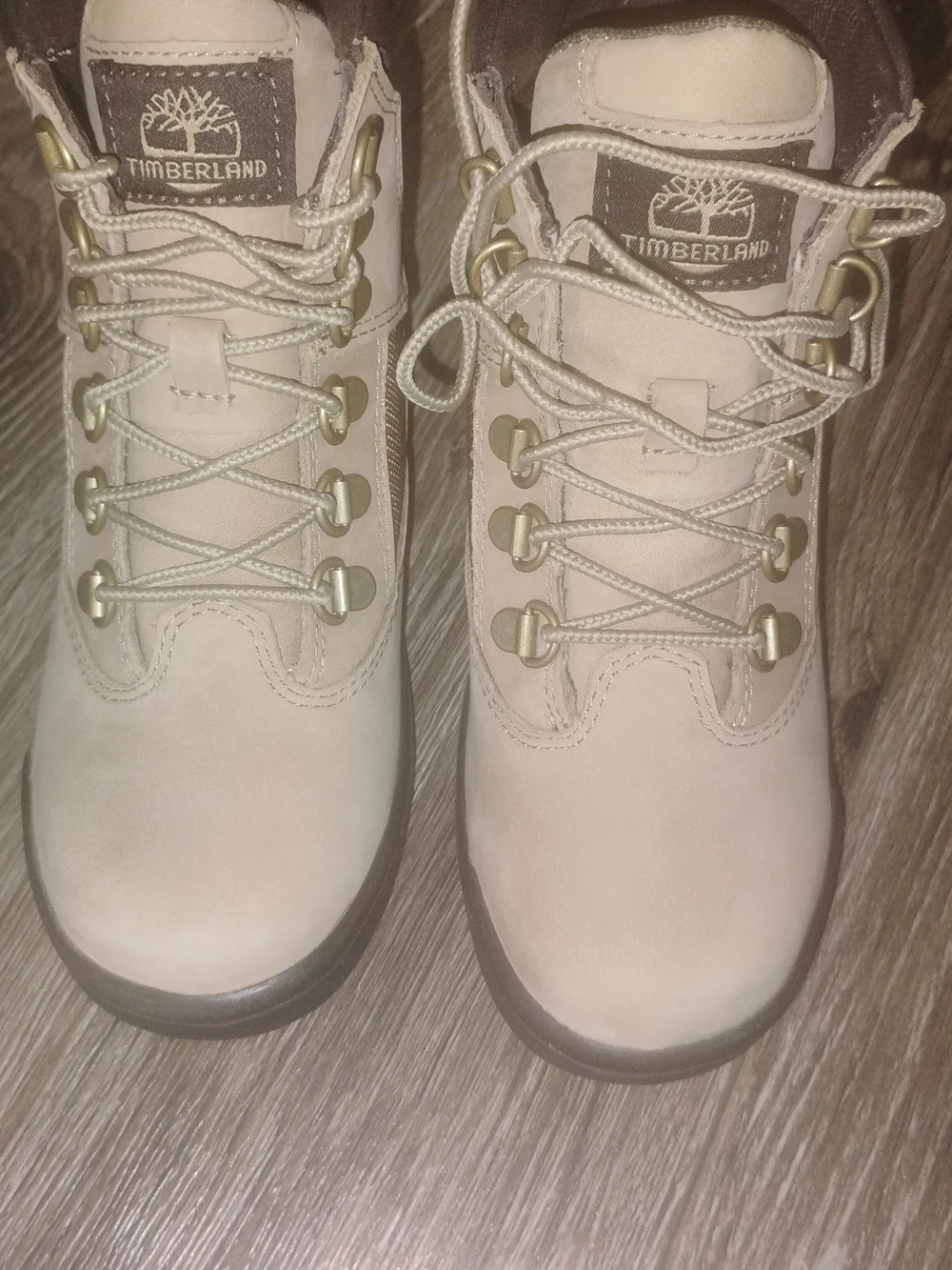 Kids Timbaland Beige Tan Lace-Up Winter Boots